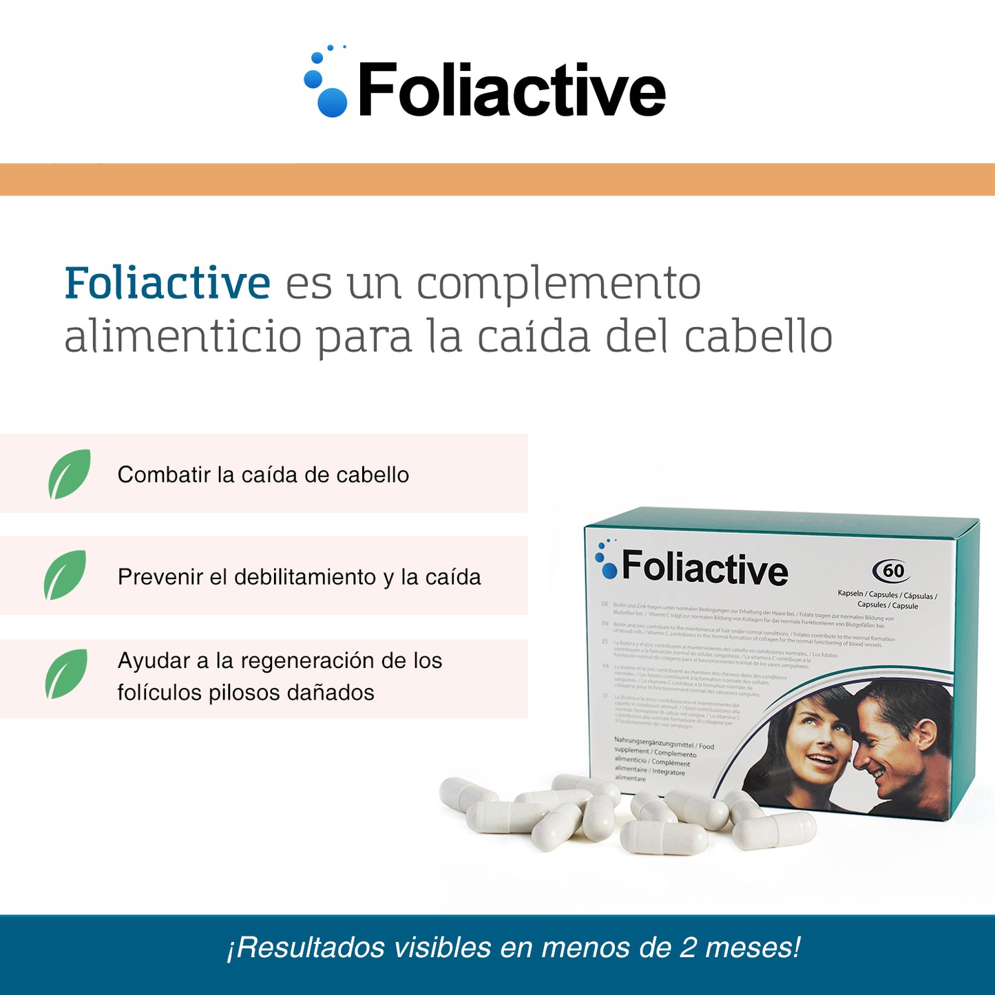 3 Foliactive capsulas y 3 Foliactive Spray para prevenir la caida del cabello - 3
