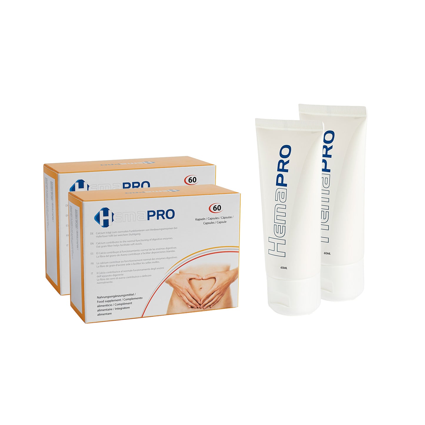 Hemapro supplement and Hemapro cream for the care and relief of haemorrhoids