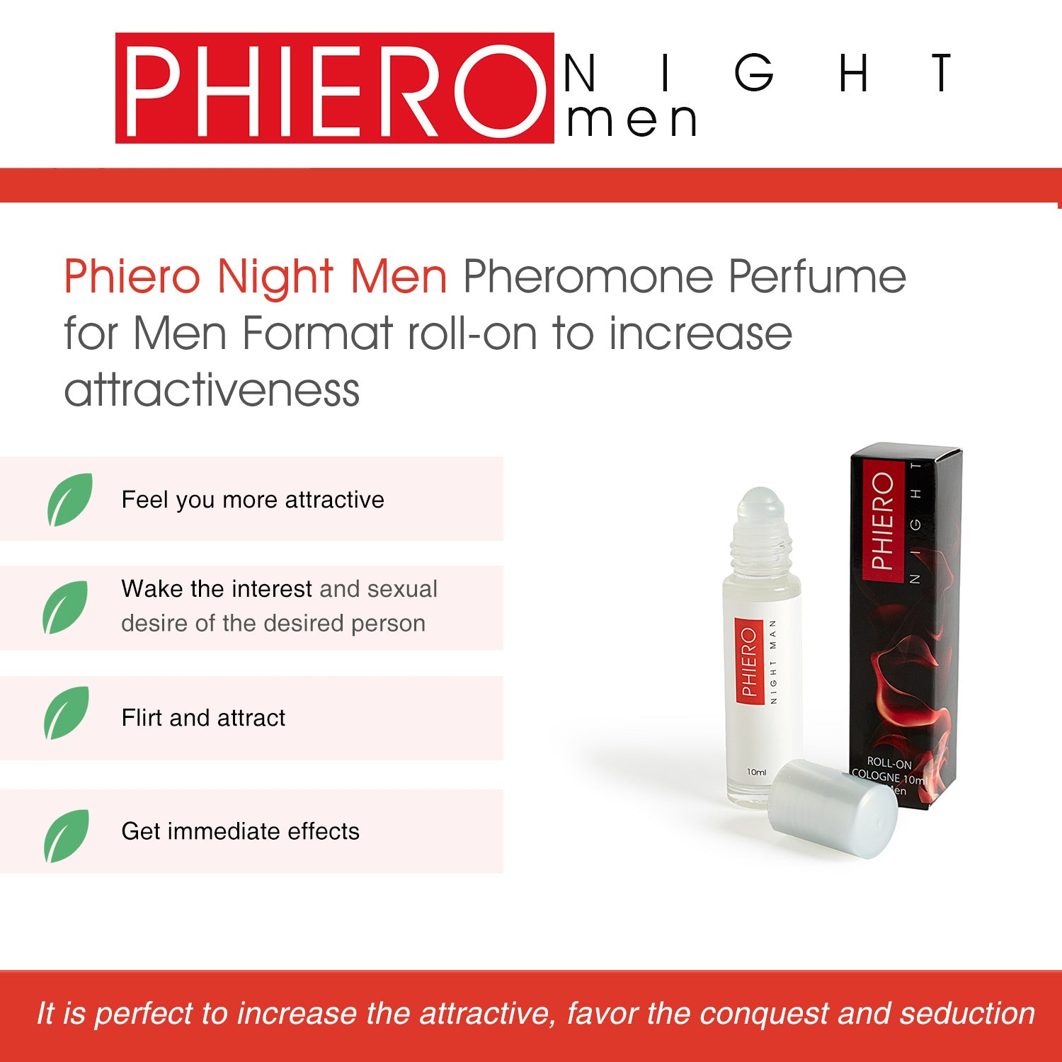 1 Phiero Xtreme: Concentrado de feromonas + Phiero Night Man: Roll-on con feromonas para hombre - 8