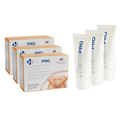 Hemapro supplement and Hemapro cream for the care and relief of haemorrhoids