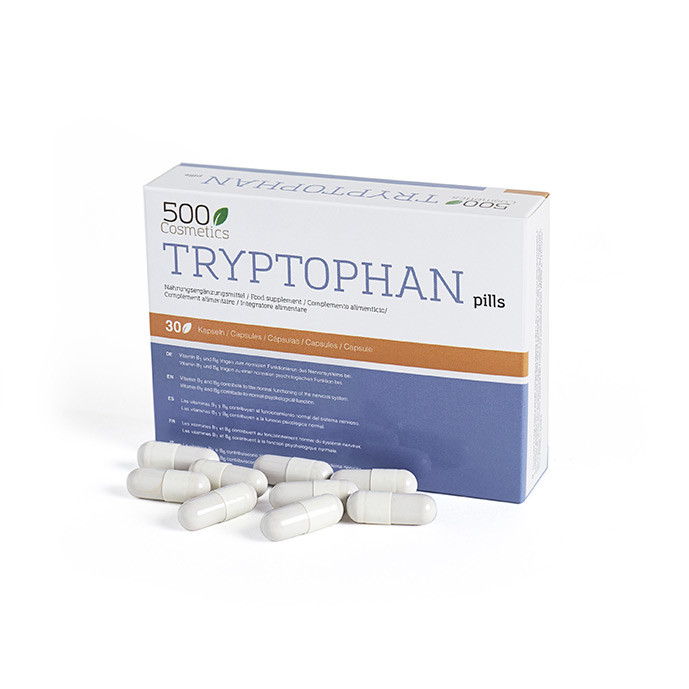 500Cosmetics Tryptophan Pills, Beruhigungstabletten zur Kontrolle von Angstzuständen