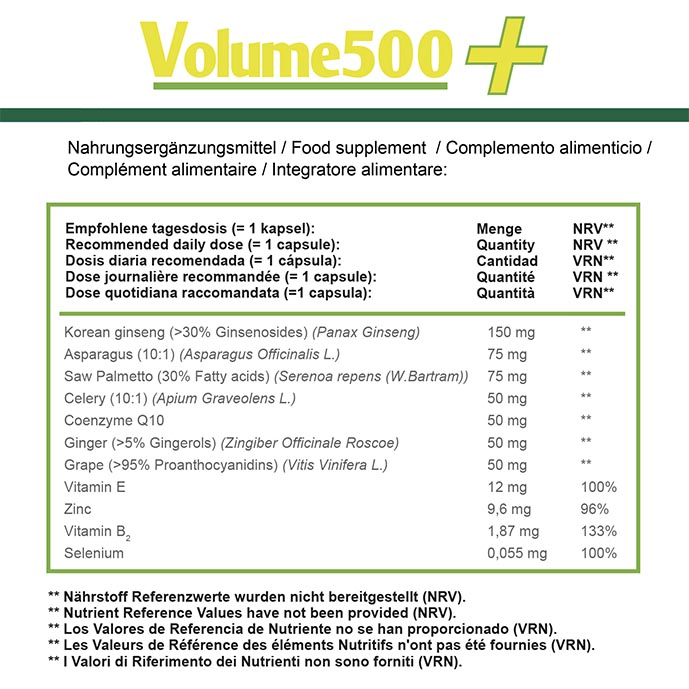 Volume500 Nahrungsergänzungsmittel Zur Verbesserung Der Spermaqualität Und  Quantität 30 Kapseln